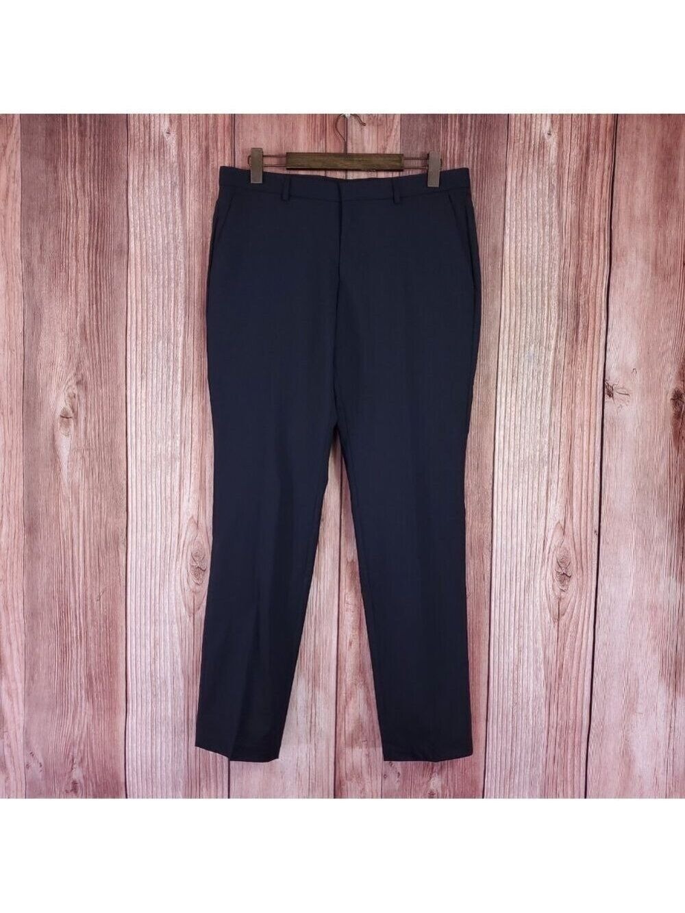 Hugo Boss Mens 34X32.5 Genius Slim Fit Dress Pants Trousers Virgin Wool Navy